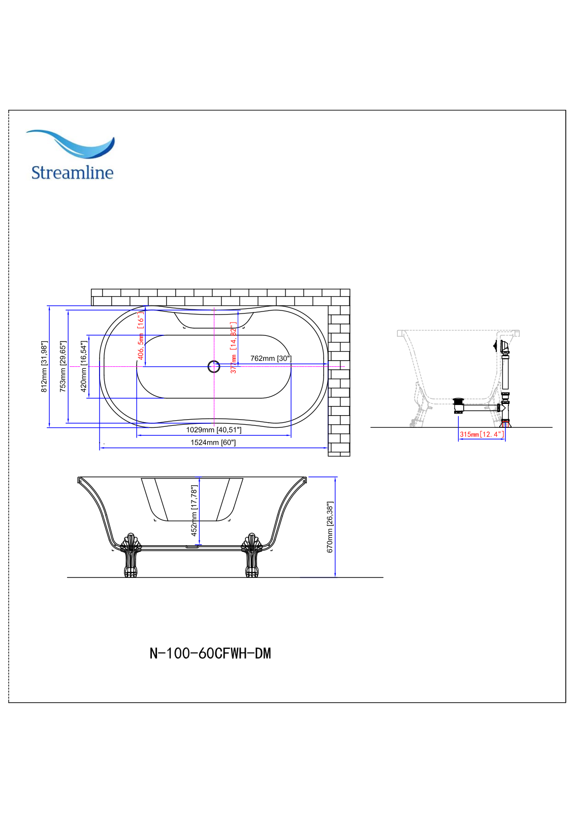 Streamline N100CHCH, N100GLDCH, N100BLCH, N100BLGLD, N100CHGLD Specifications