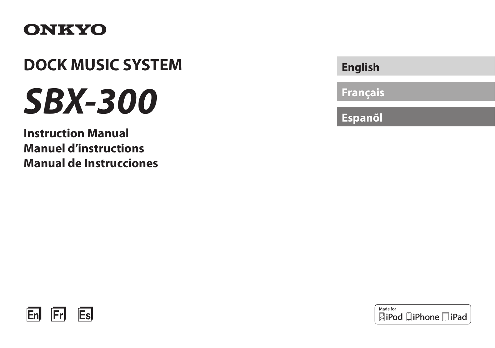 Onkyo SBX-300 Owner's Manual