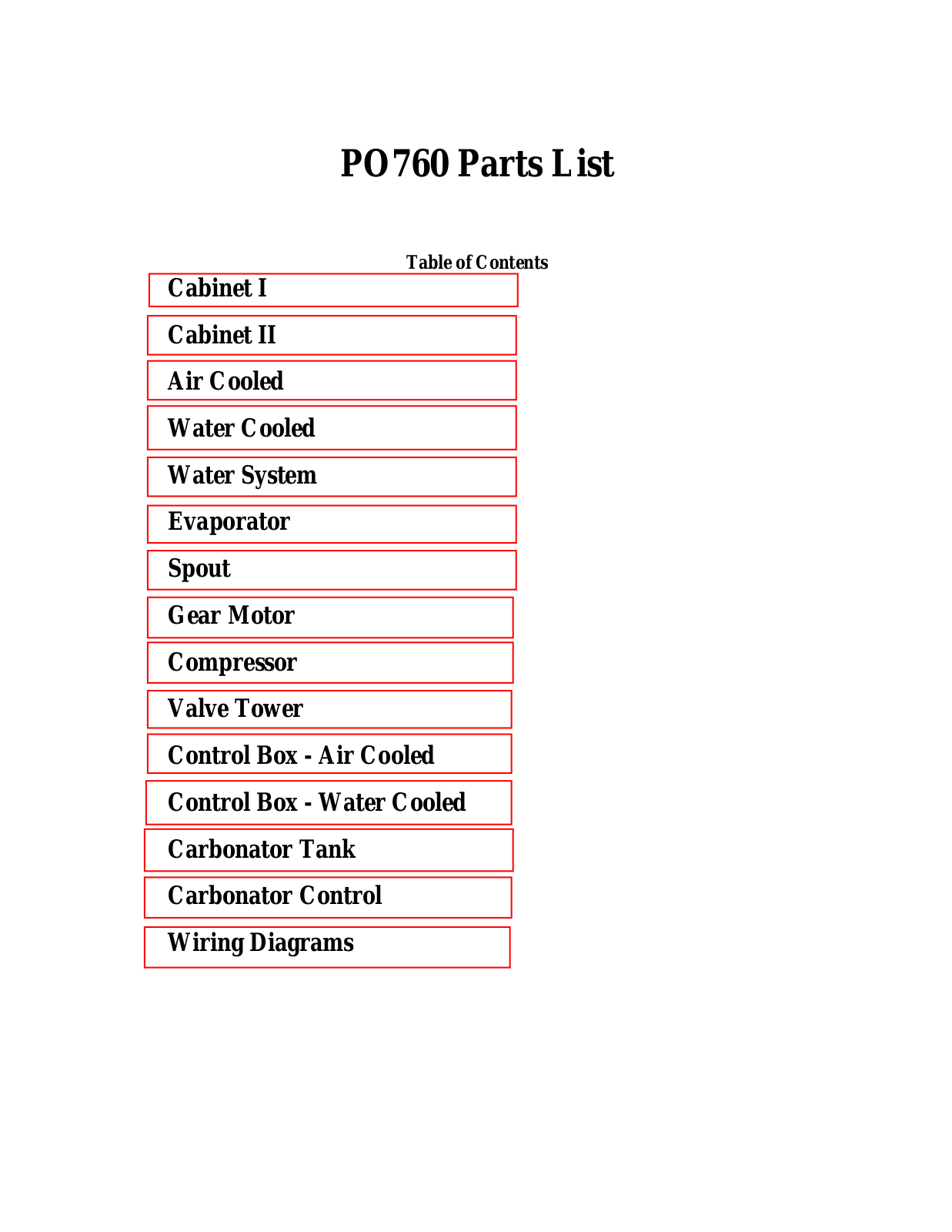 Scotsman PO760 Parts List