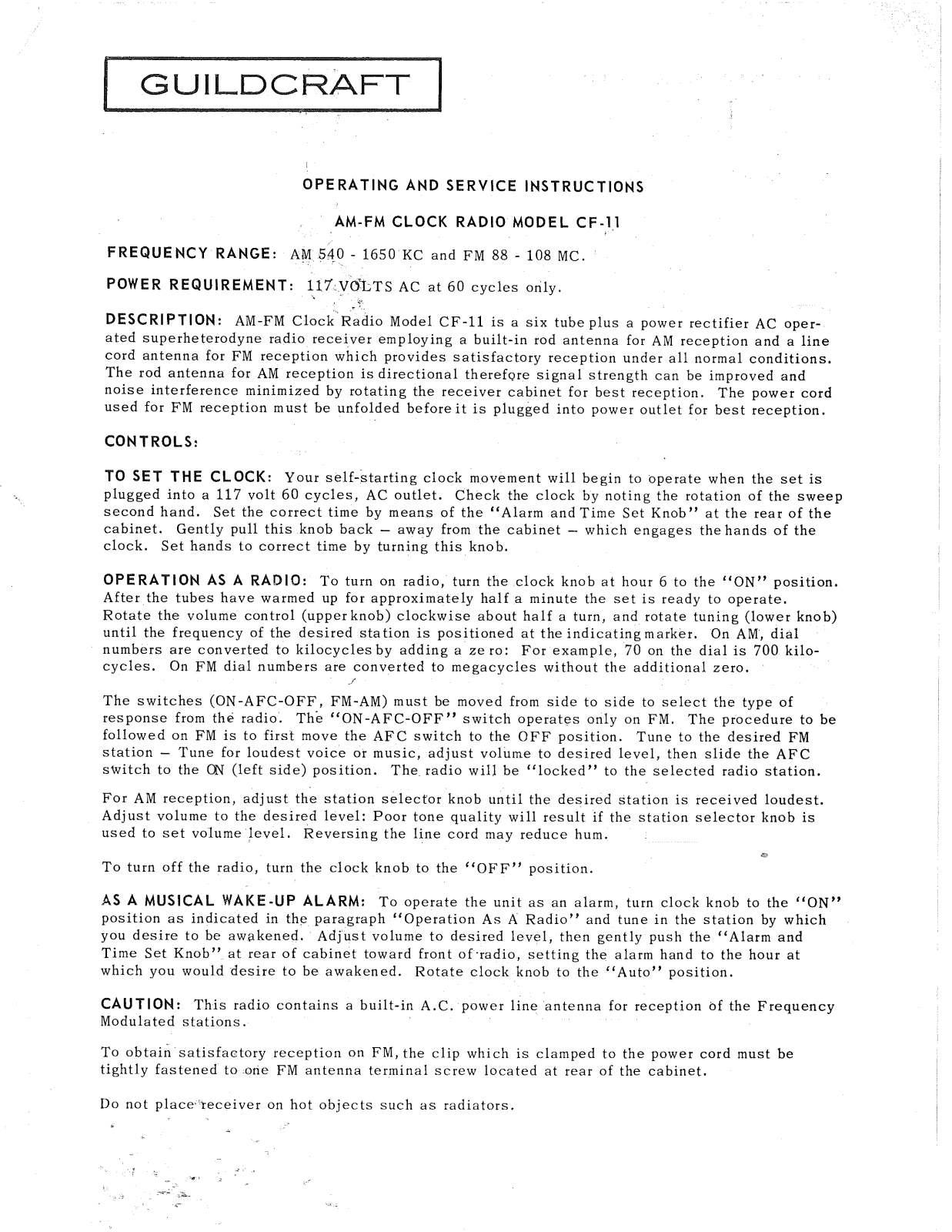 Guiston CF-11 Service manual