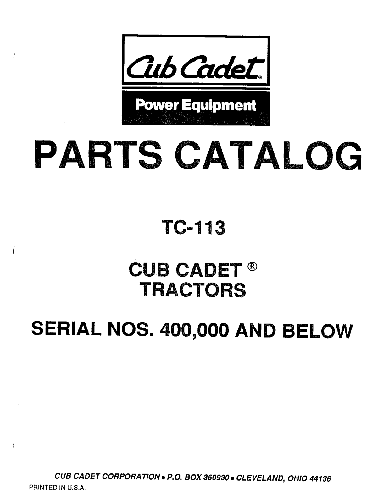 Mtd tc-113 parts catalog