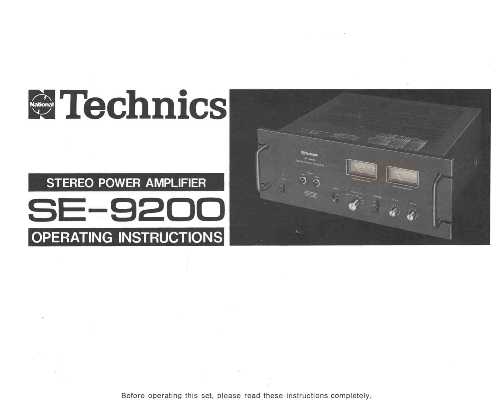 Technics SE-9200 Owners Manual