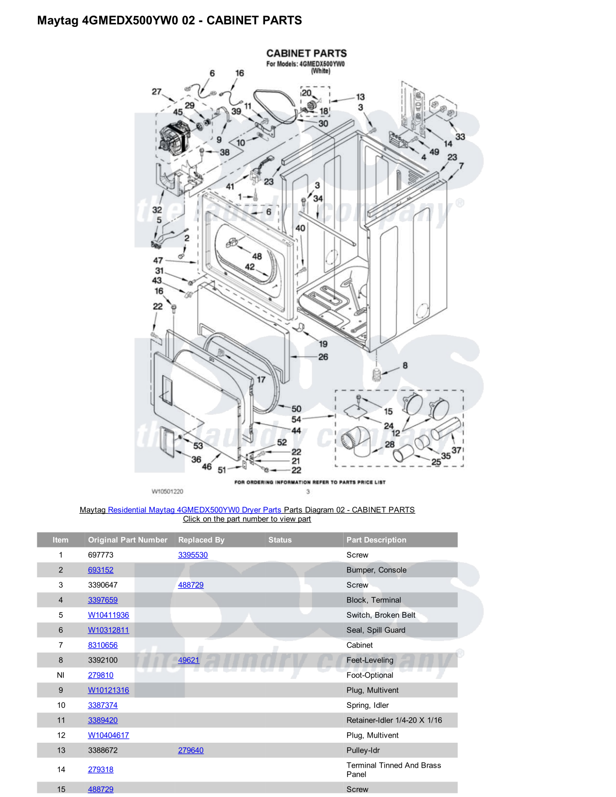 Maytag 4GMEDX500YW0 Parts Diagram