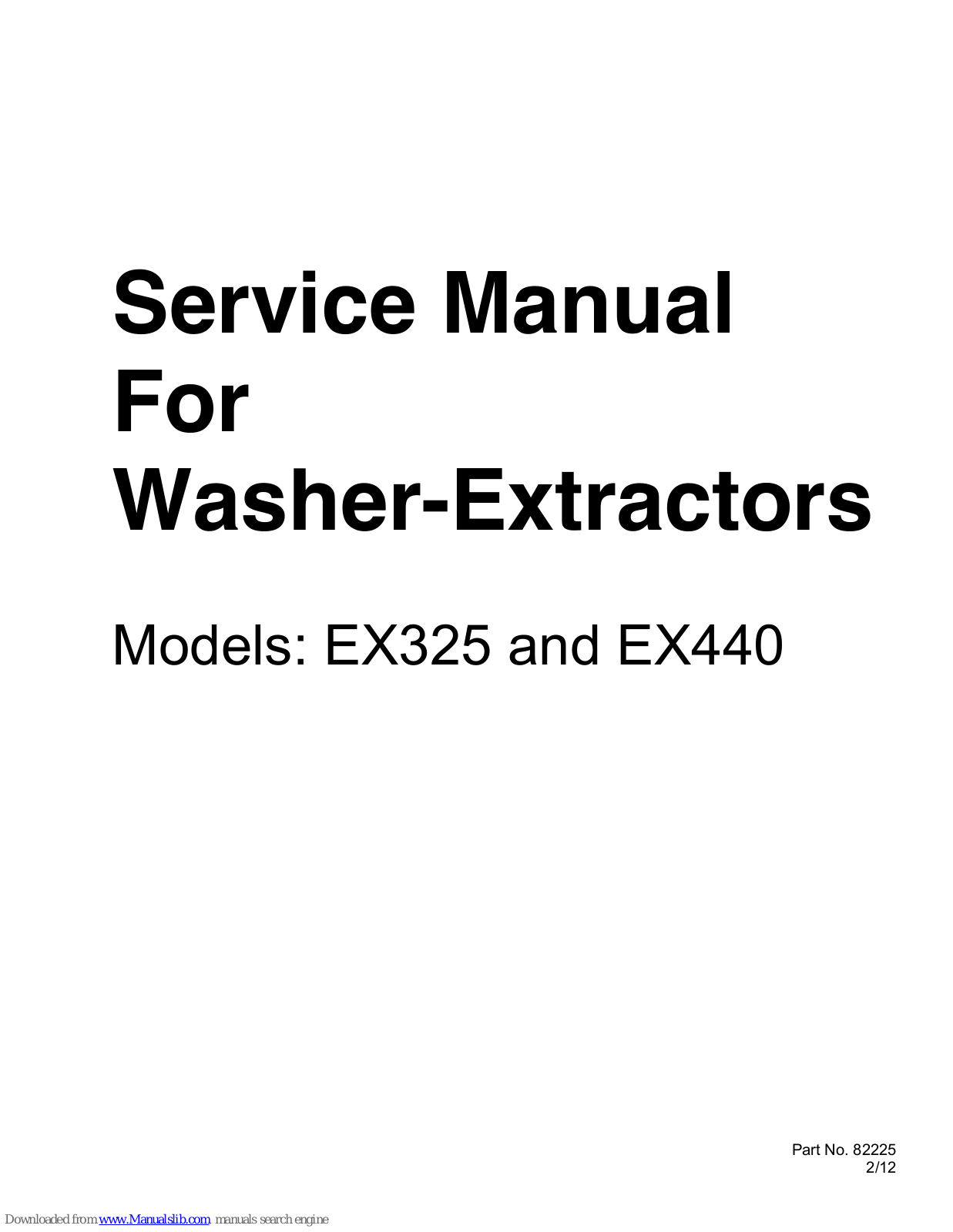 Speed Queen EX325, EX440 Service Manual