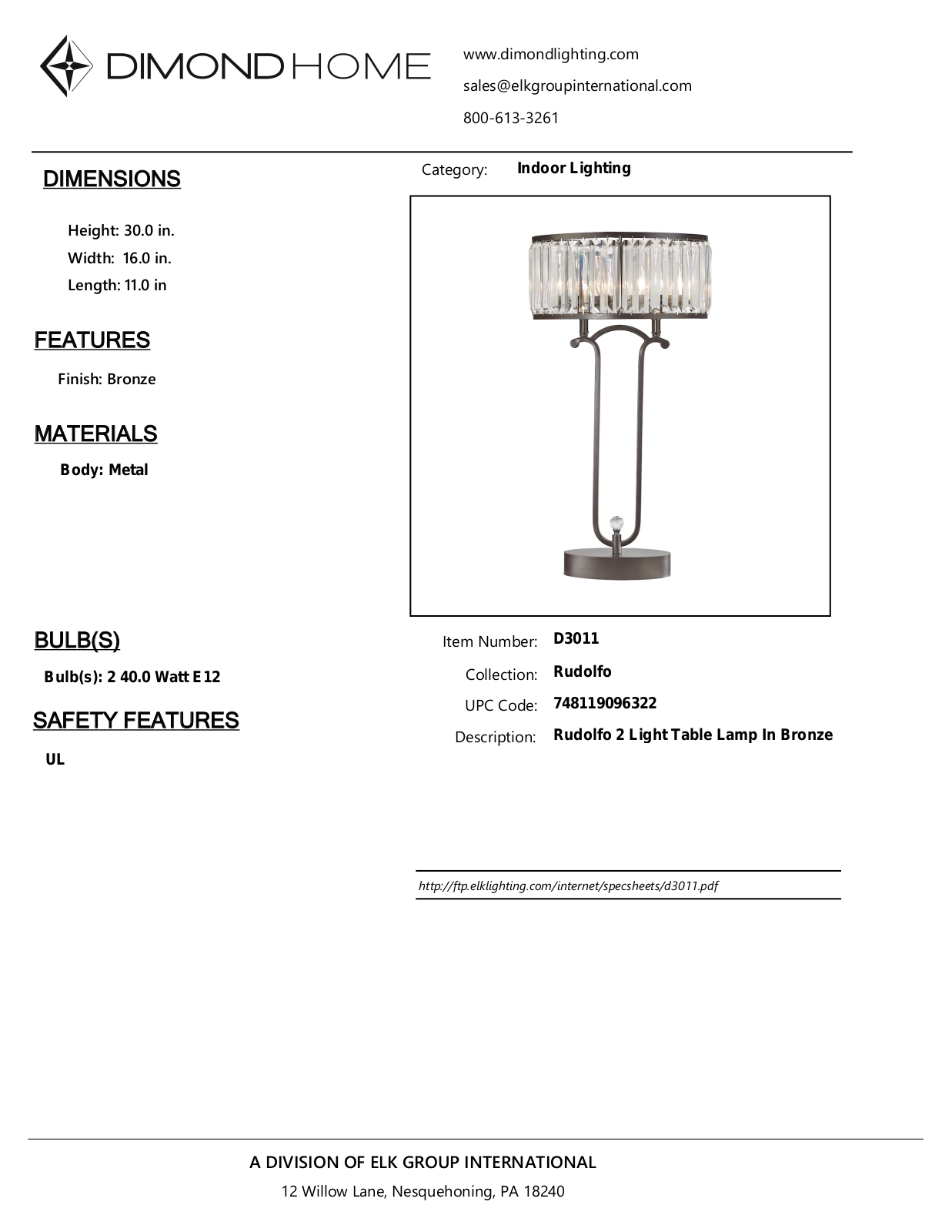 ELK Home D3011 User Manual