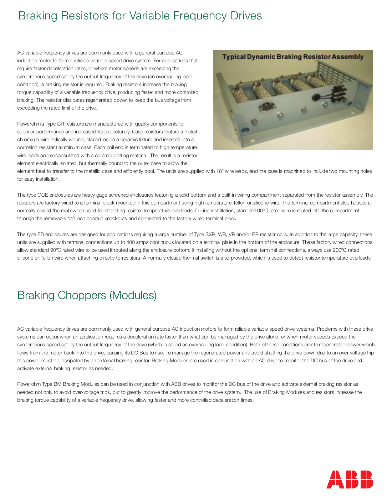 ABB Braking Resistors Catalog