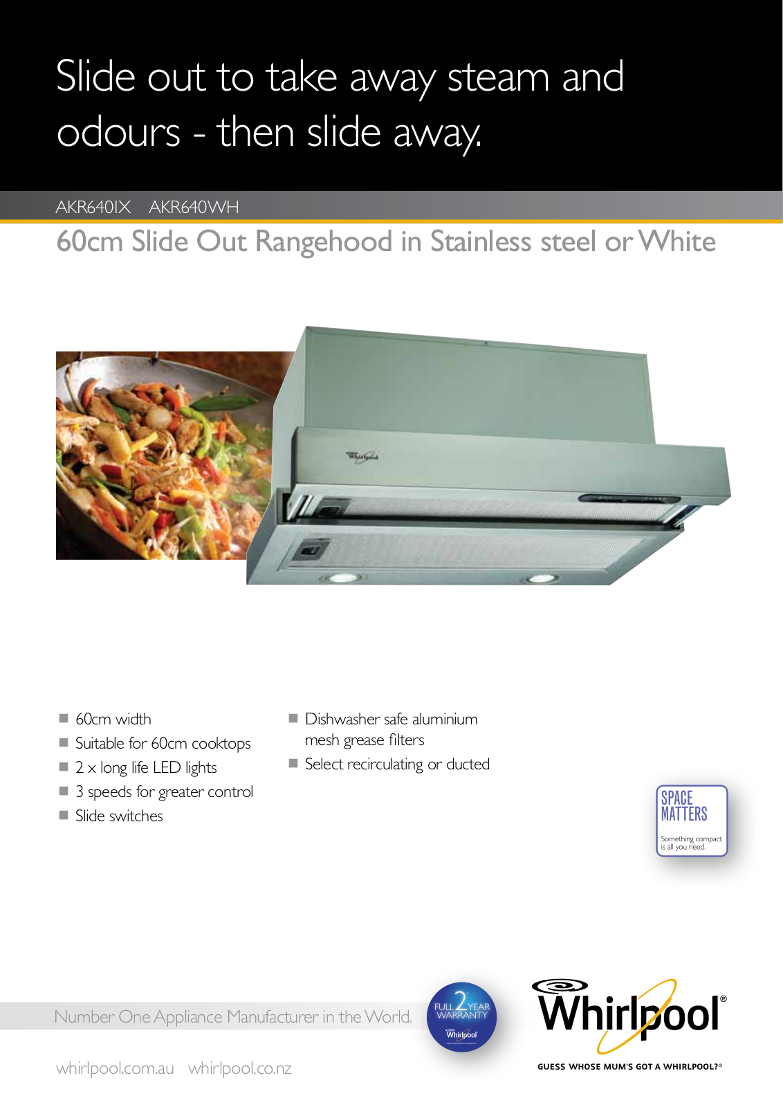 Whirlpool AKR640IX, AKR640W Specifications Sheet - ManualMachine.com