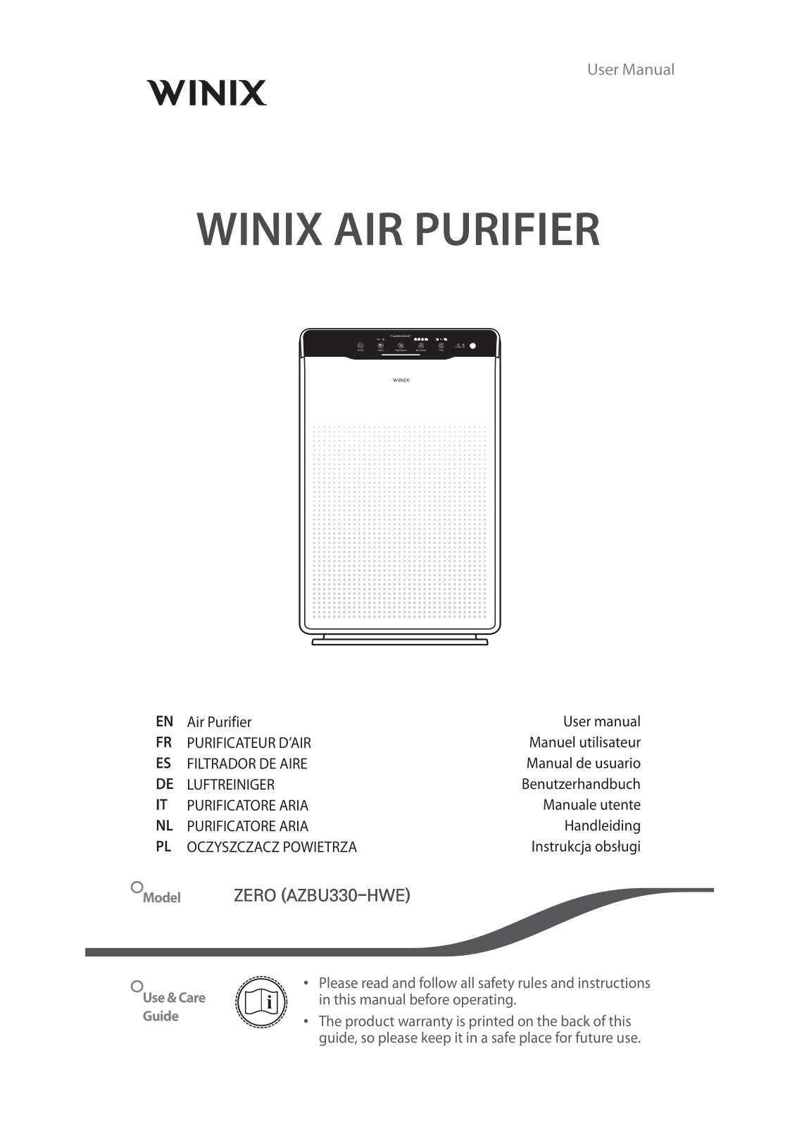 WINIX Zero User guide