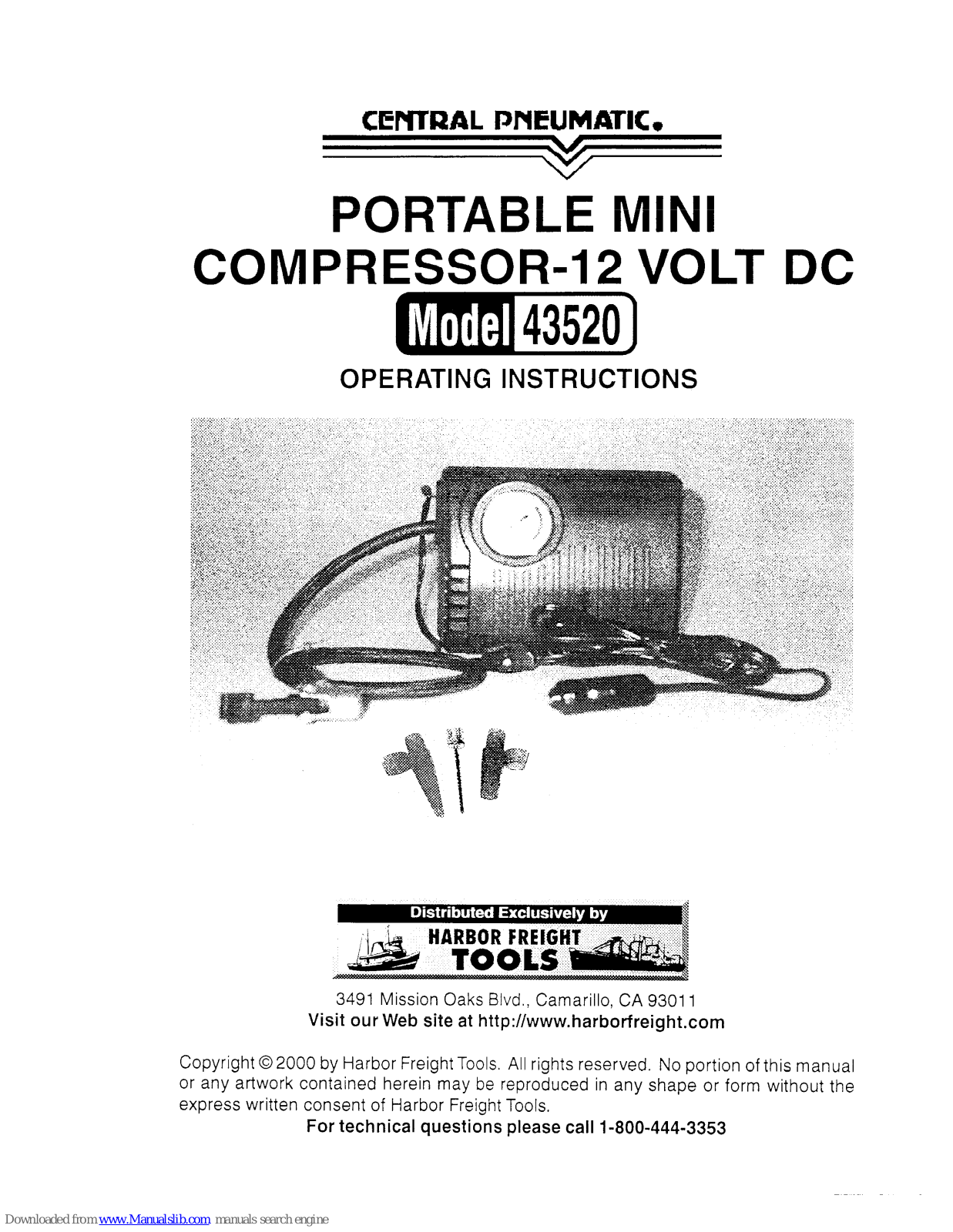 Central Pneumatic 43520 Operating Instructions Manual