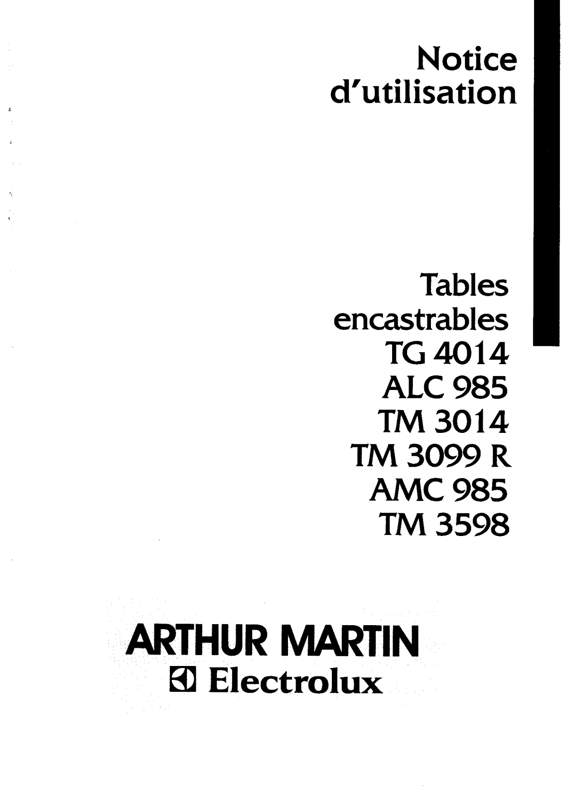 Arthur martin tg 4014, alc 985, tm 3014, tm 3099r, amc 985 User Manual