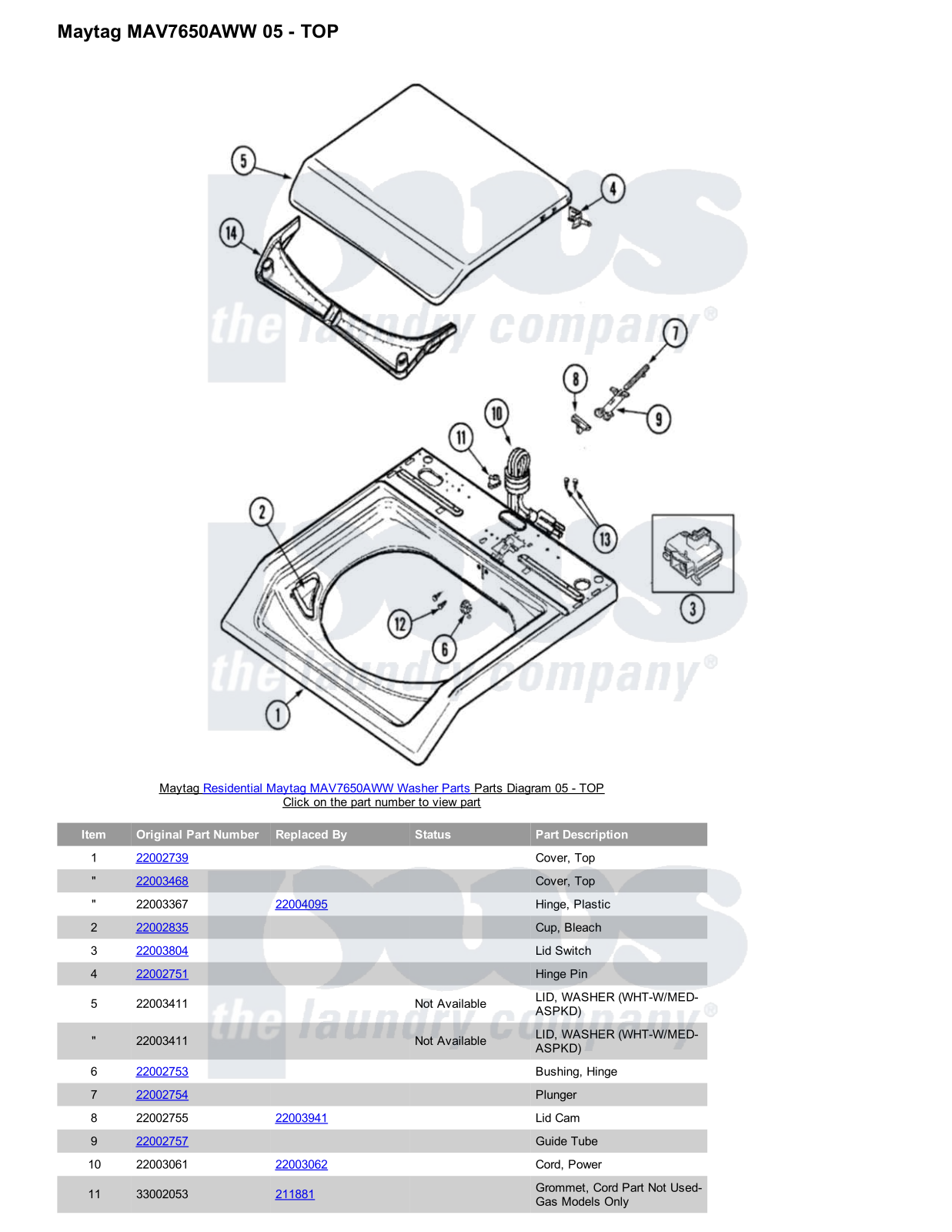 Maytag MAV7650AWW Parts Diagram