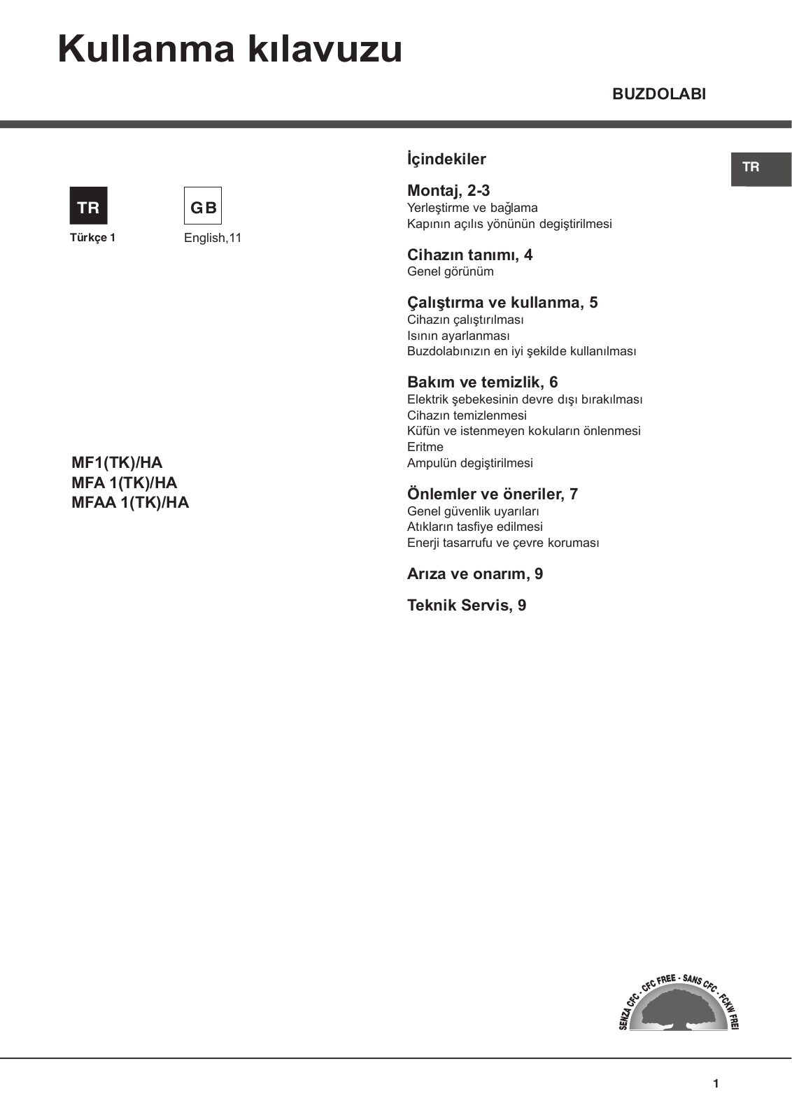 HOTPOINT/ARISTON MFAA 1 (TK) User Manual