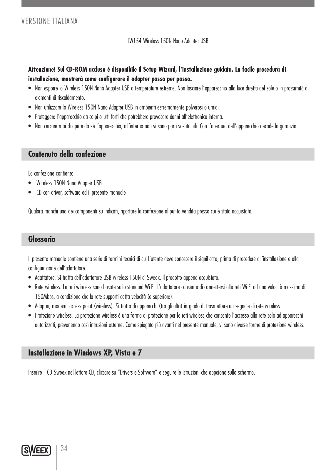 Sweex LW154 User Manual