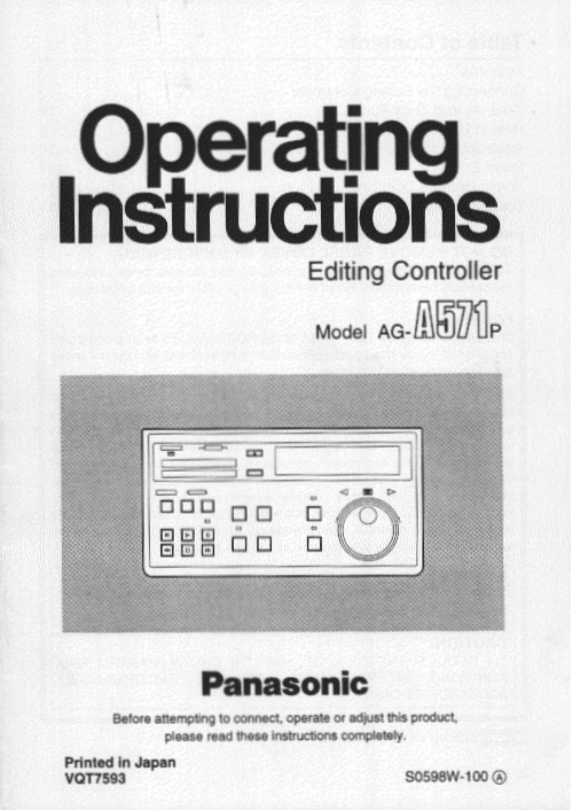 Panasonic AG-A571P User Manual