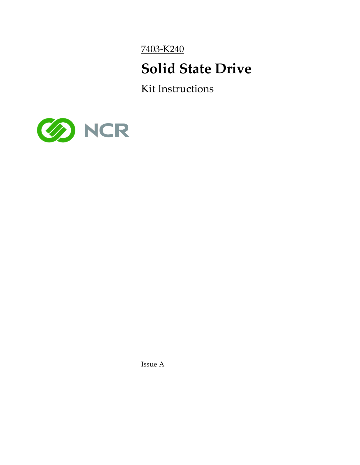 NCR 7403-K240 Instructions Manual