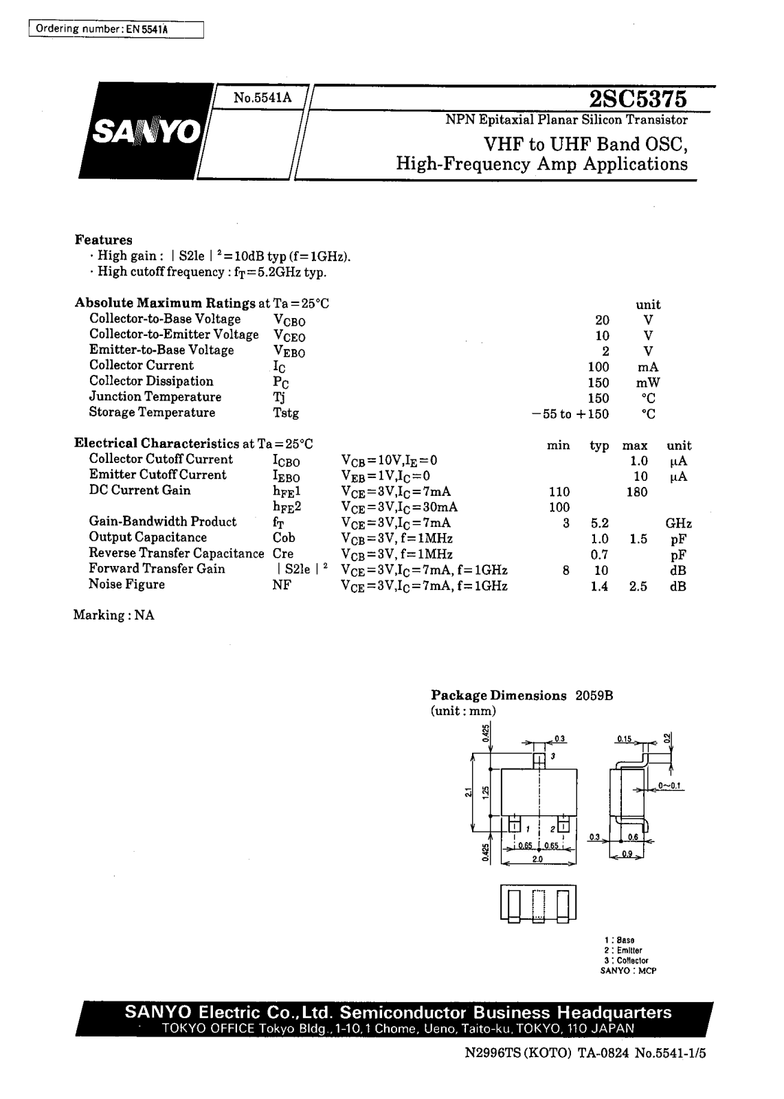 SANYO 2SC5375 Datasheet