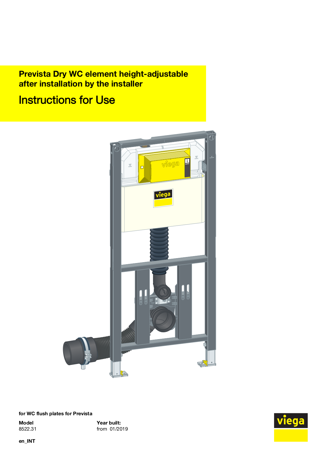 Viega Prevista Dry, 8522.31 Instructions For Use Manual