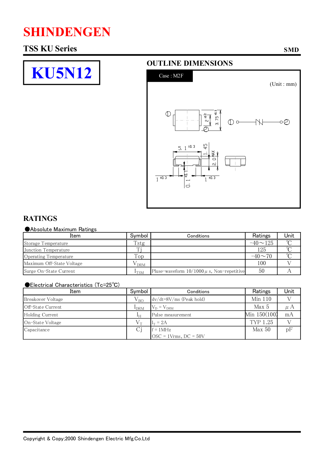 Shindengen Electric Manufacturing Company Ltd KU5N12 Datasheet