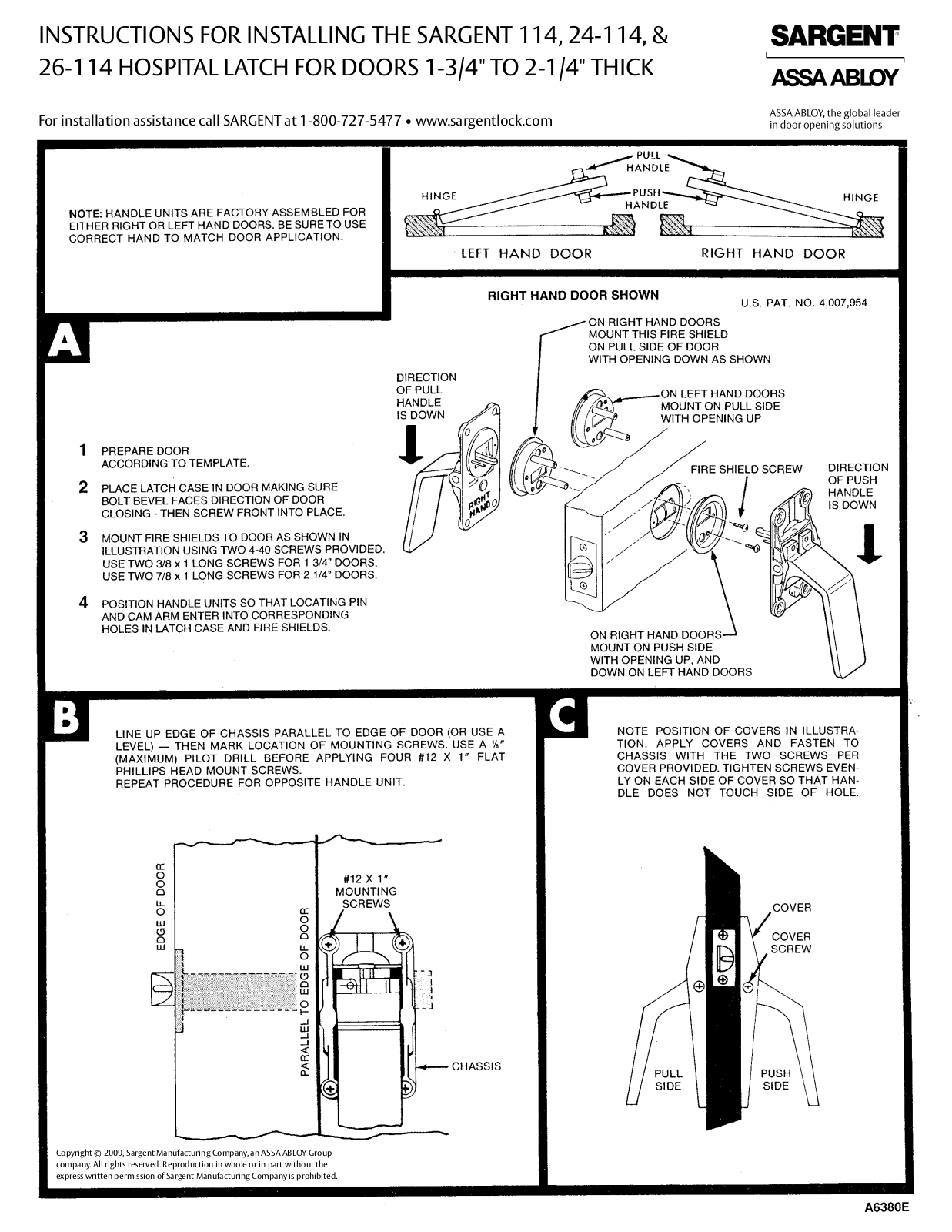 SARGENT 115 User Manual