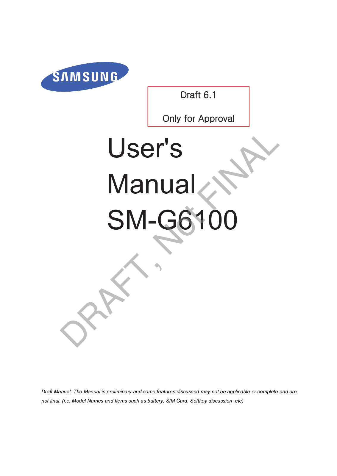 Samsung SMG6100 Users Manual