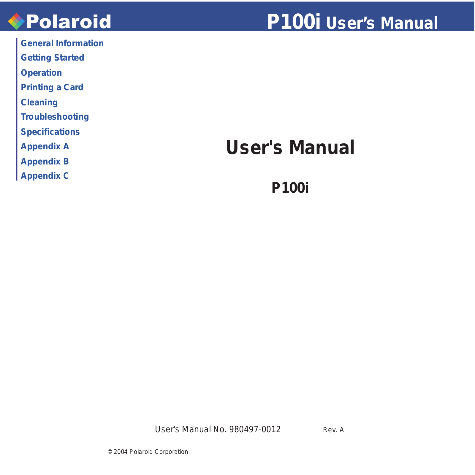 Polaroid P100i User Manual