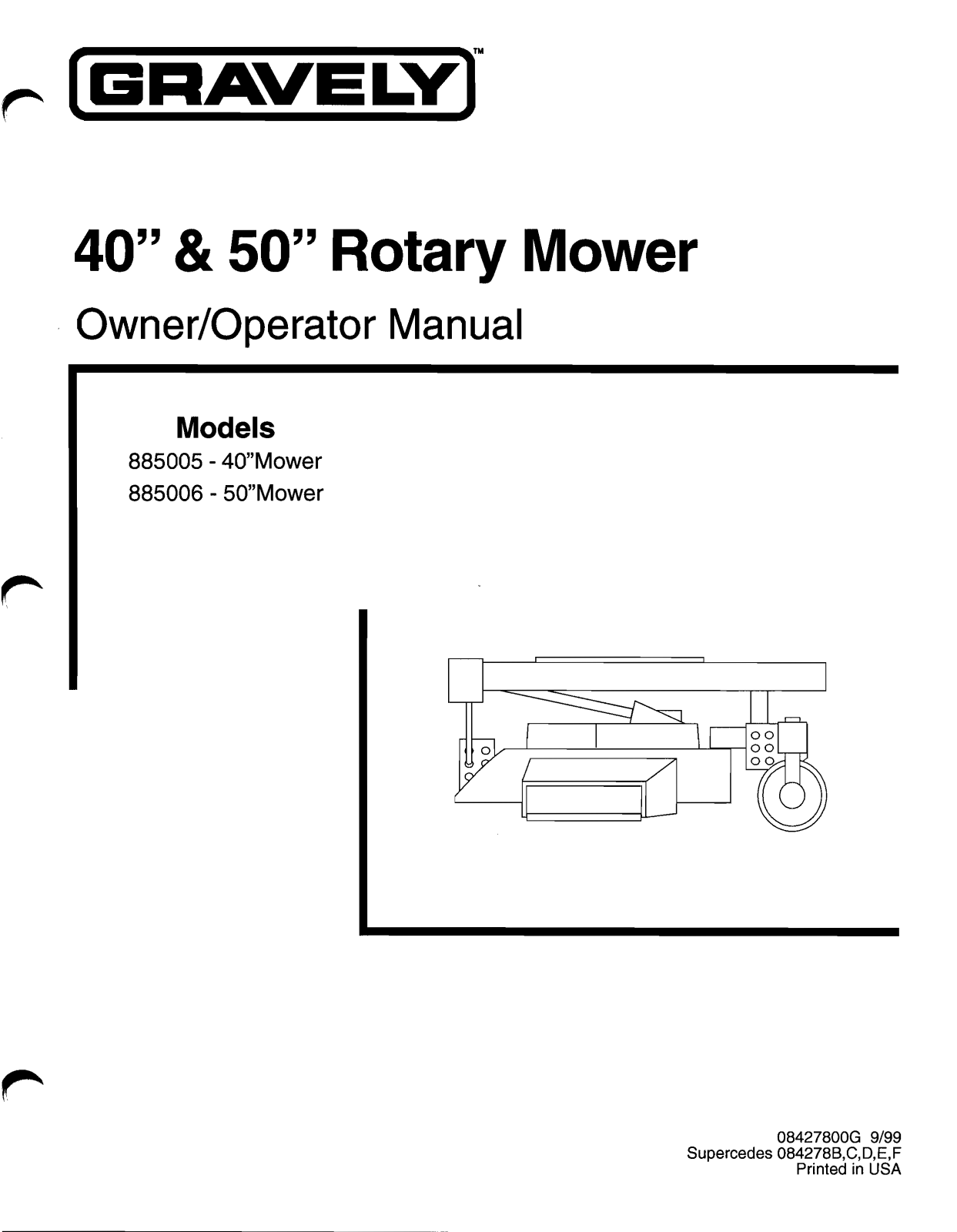 Gravely 885005, 885006 User Manual