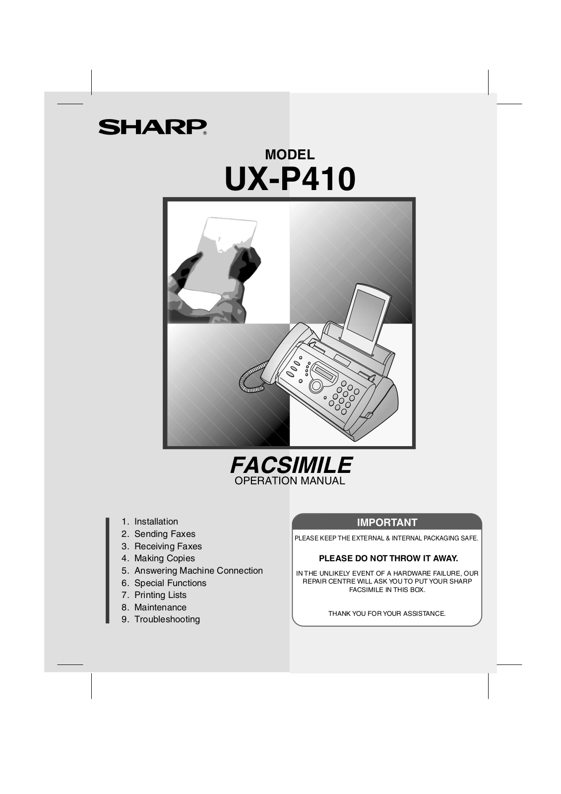 Sharp UX-P410 User Manual