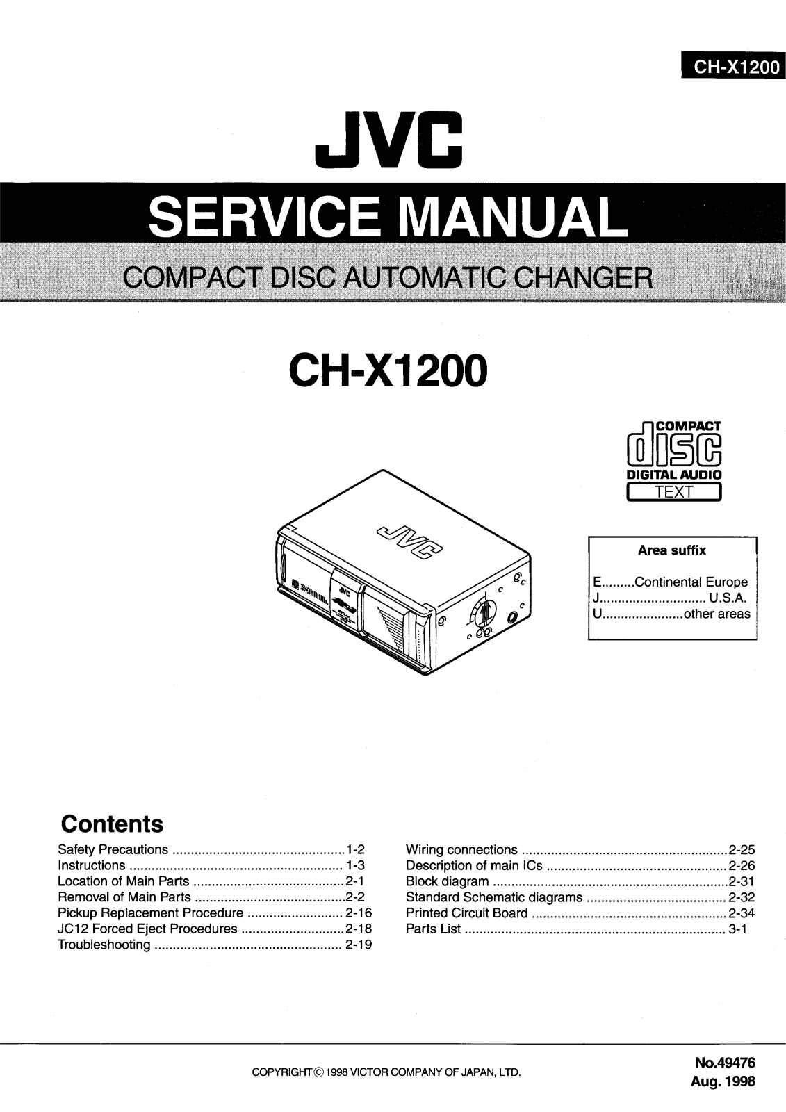 JVC CH-X1200E, CH-X1200J Service Manual