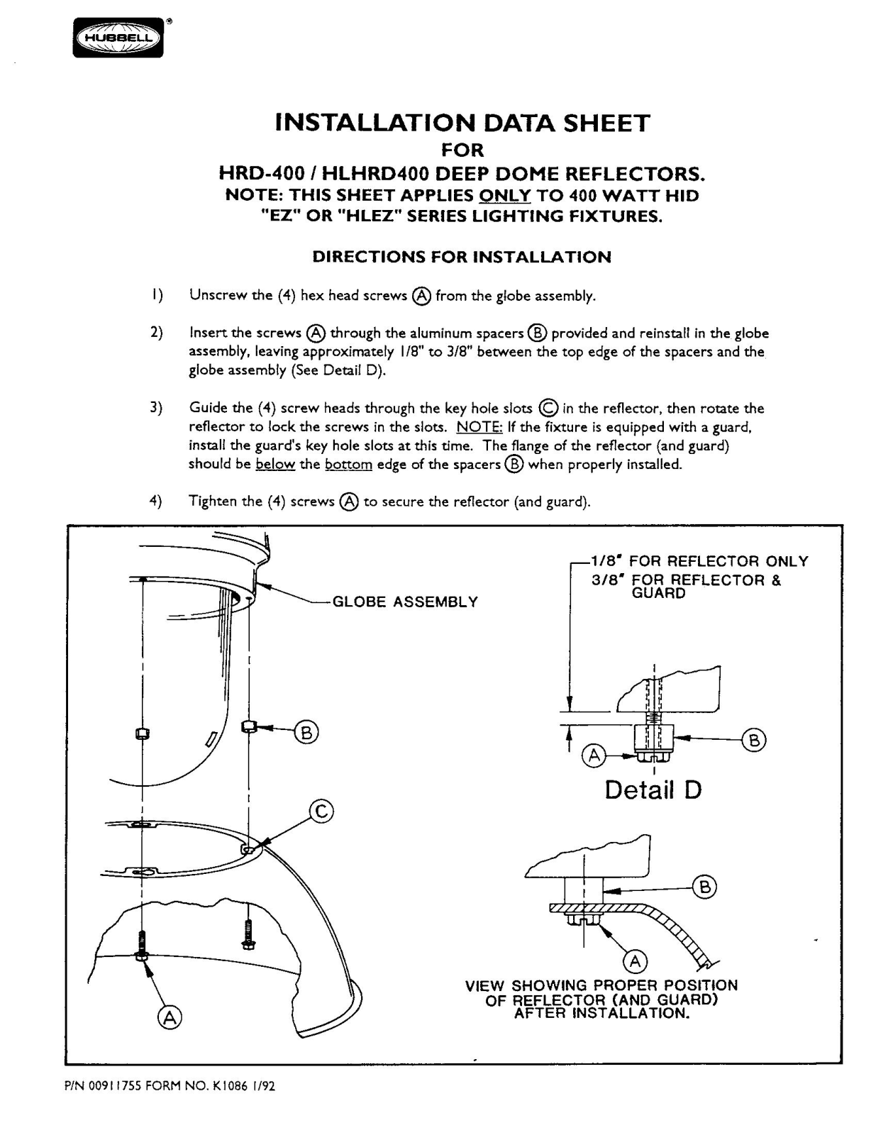 Hubbell lighting HLHRD400, HRD-400 User Manual