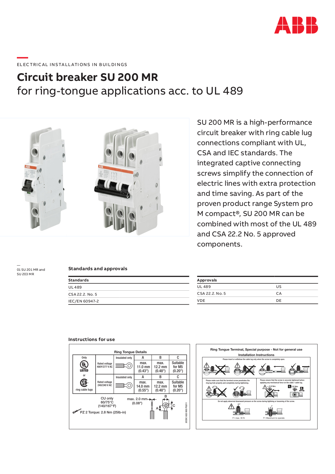 ABB SU 200 MR Data Sheet