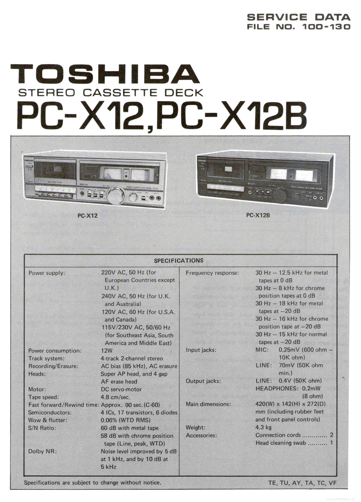 Toshiba PC-X12B Service Manual