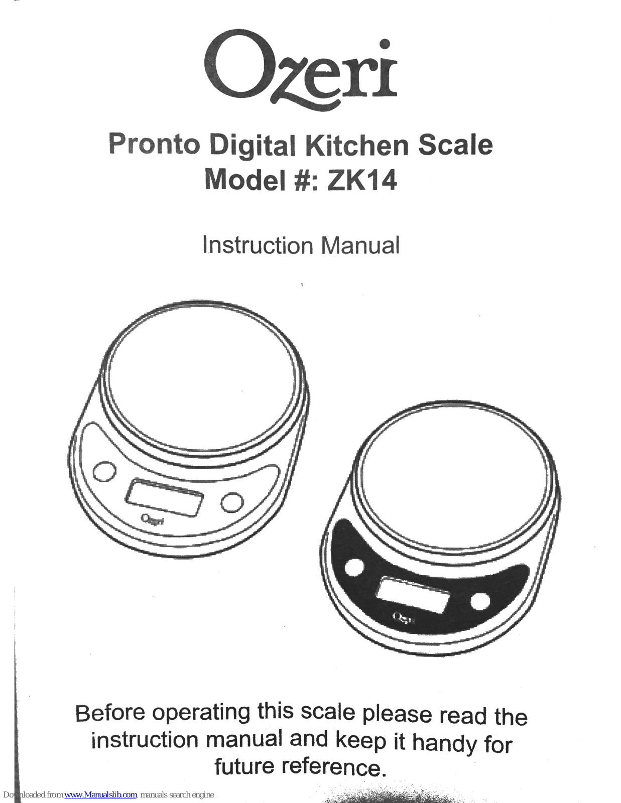 Ozeri Pronto ZK14 Instruction Manual