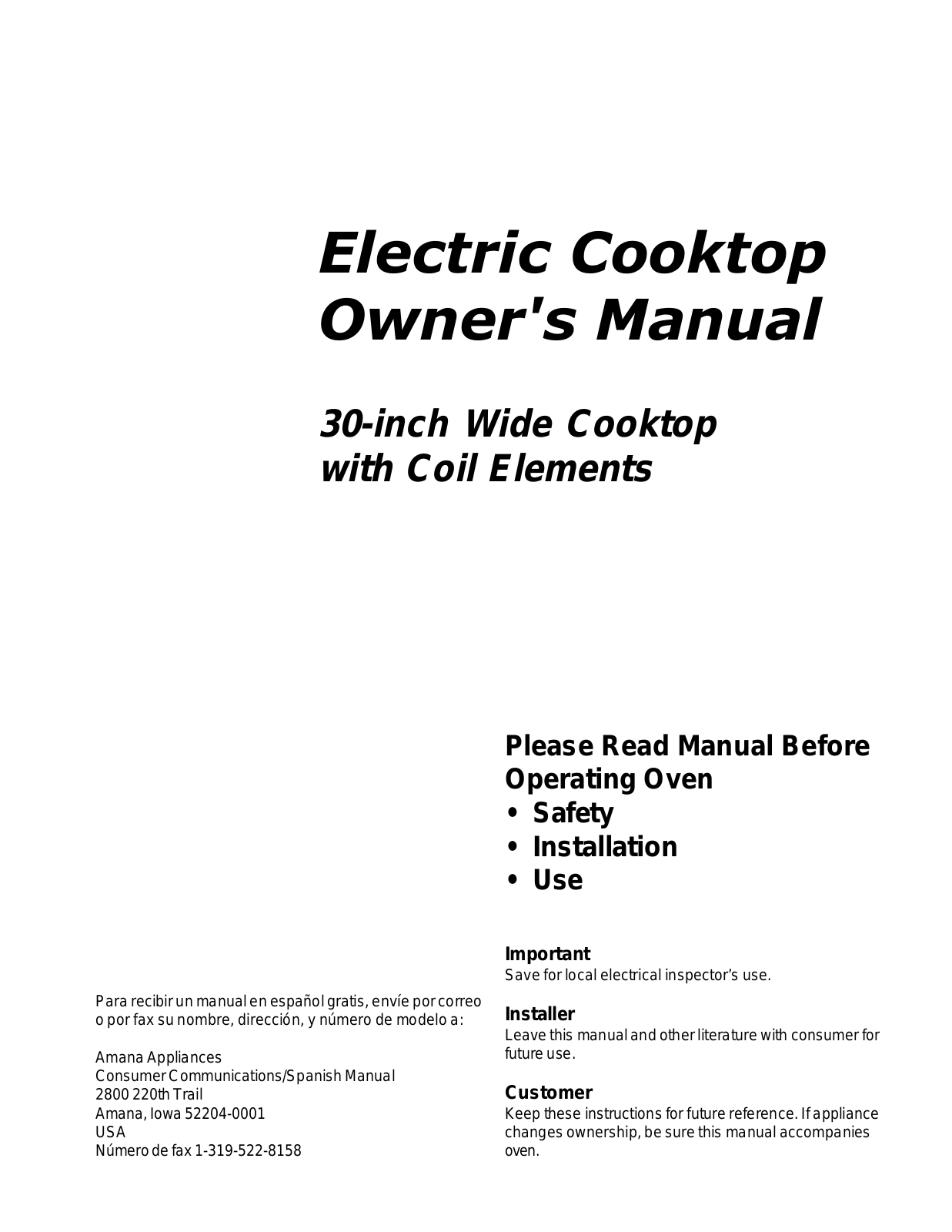 Whirlpool MKR3000E, MKR3000WW Owner's Manual