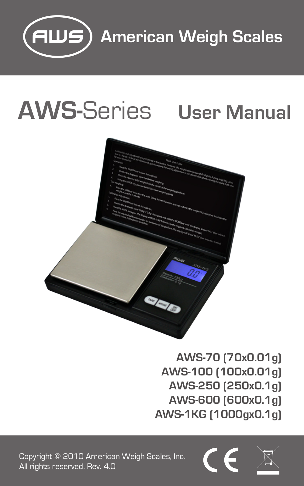 American Weigh Scales (AWS) AMW-250 User Manual