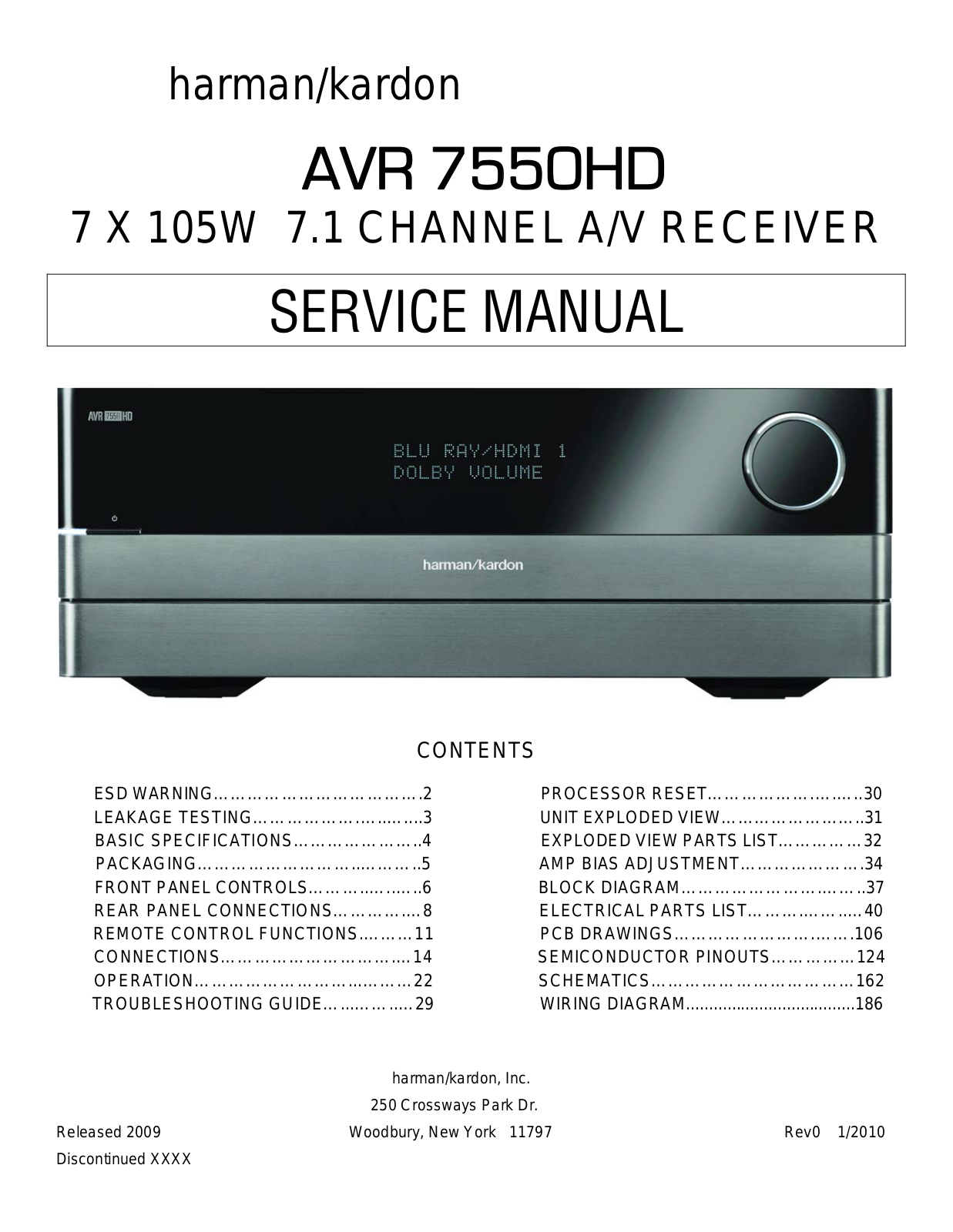 Harman Kardon AVR-7550-HD Service manual