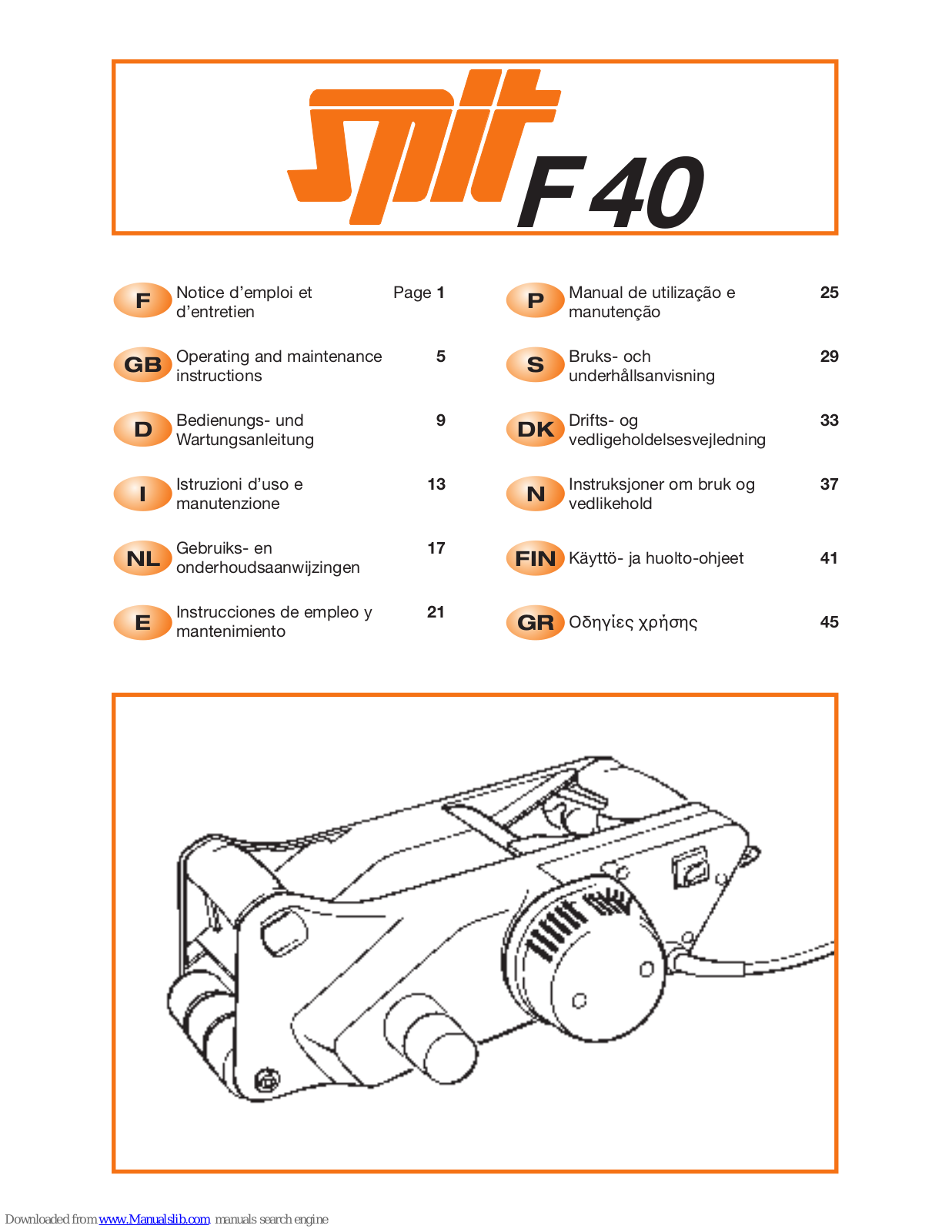 SPIT F40 Operating And Maintenance Instructions Manual