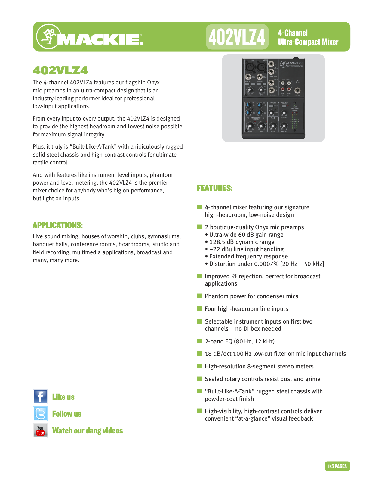 Mackie 402-VLZ4 User manual