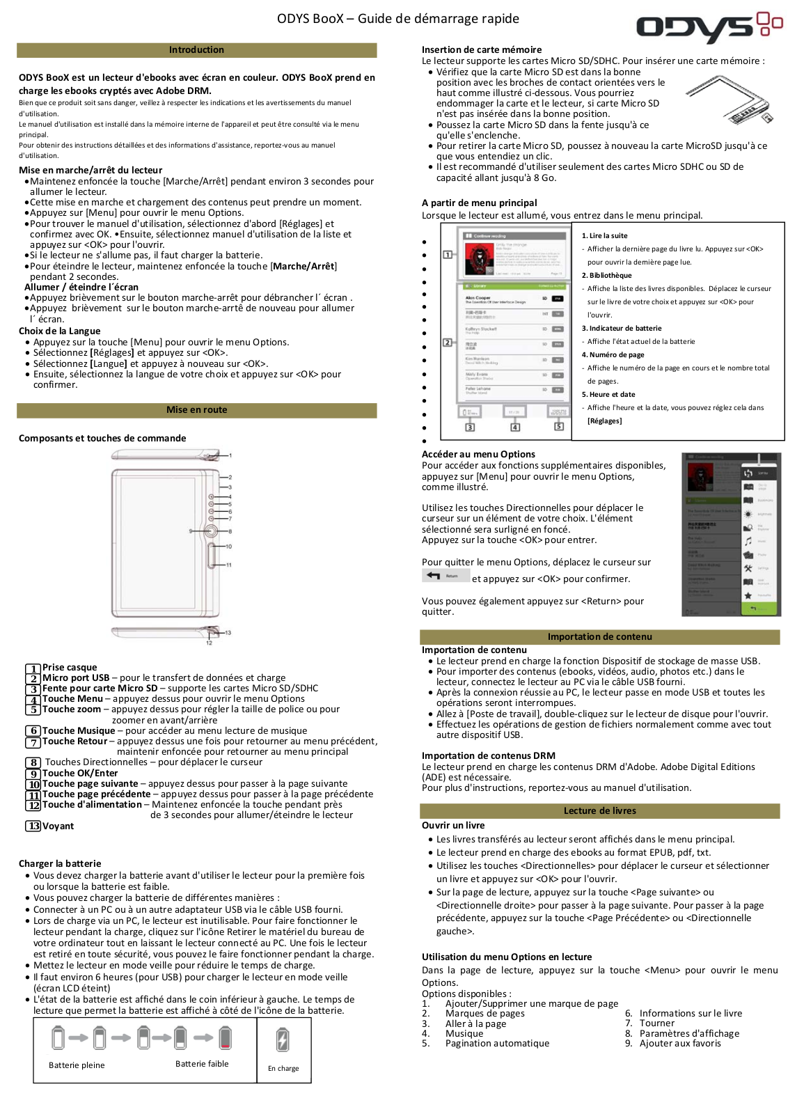 Odys Boox Quick Start Guide