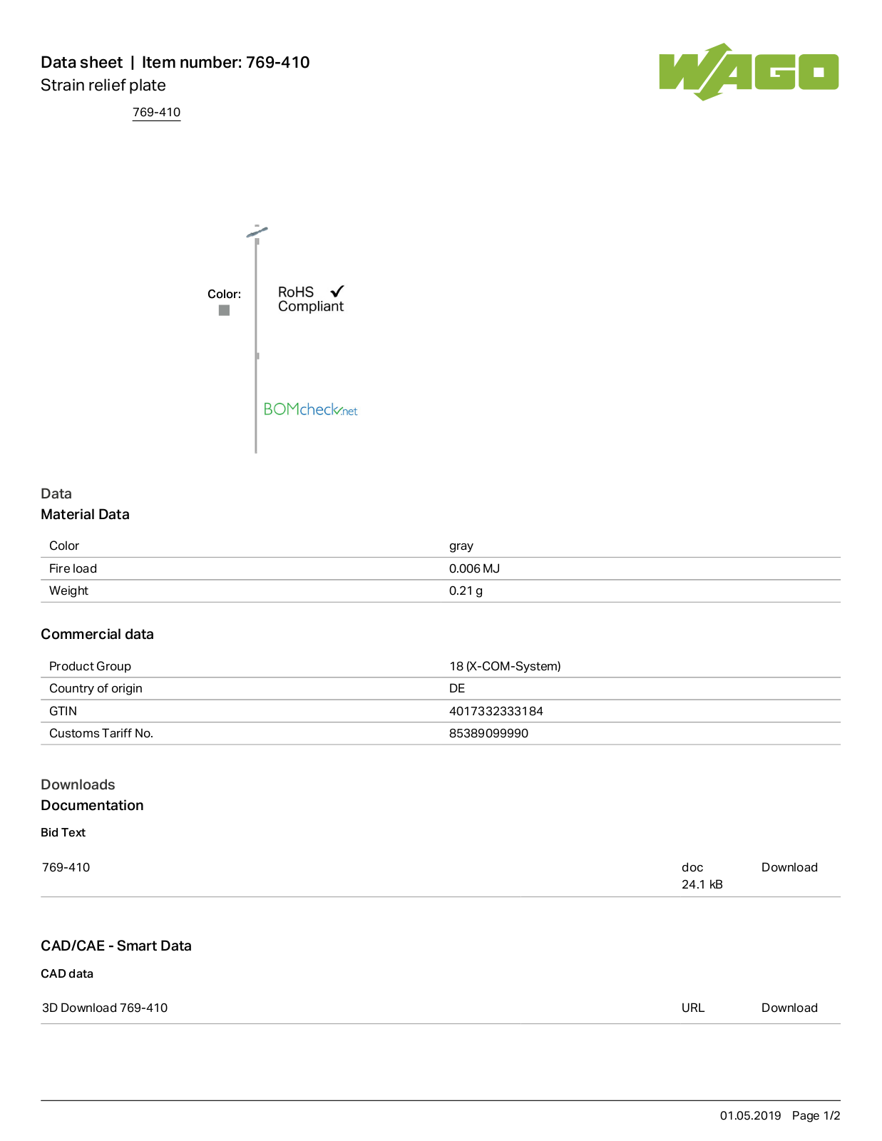 Wago 769-410 Data Sheet