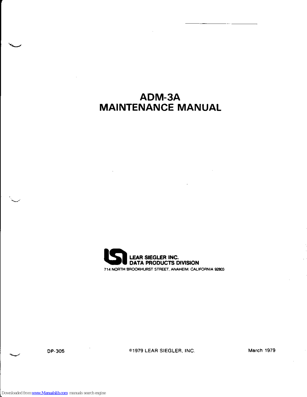 Lear Seigler ADM-34 Maintenance Manual