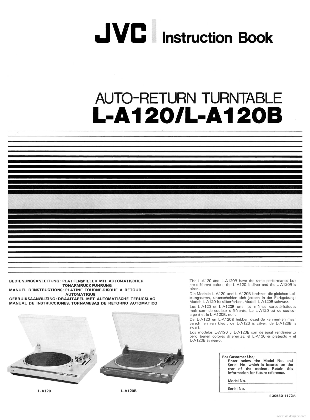 Jvc L-A120-B, L-A120 Owners Manual
