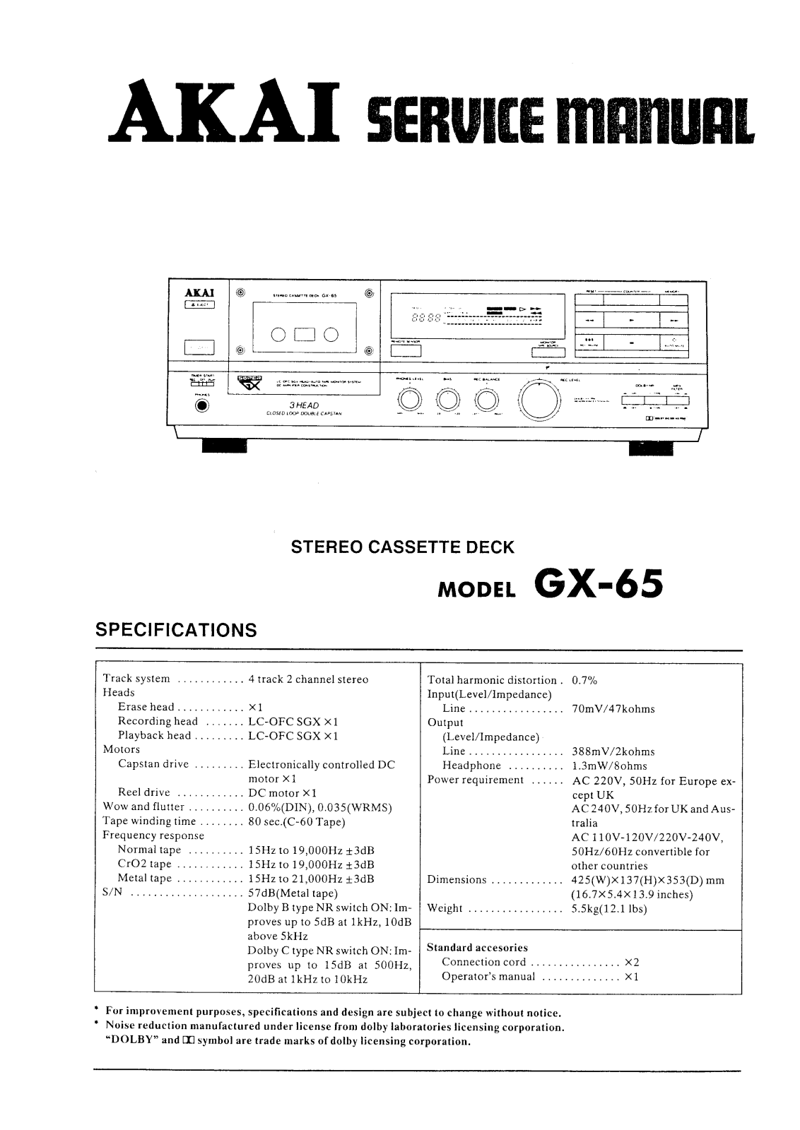 Akai GX-65 Service manual