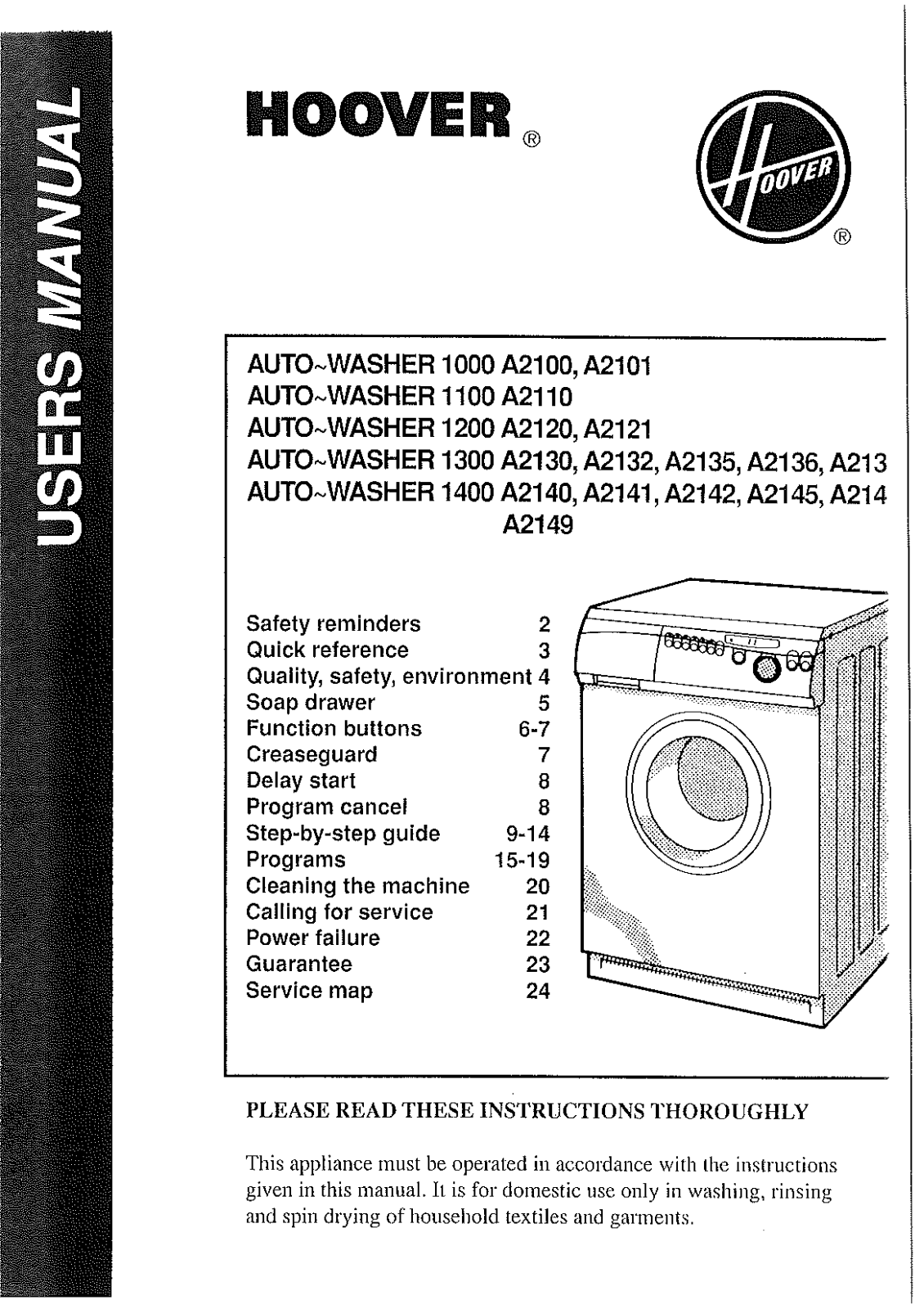 Hoover A2145, A2130, A2121, A2149, A2110 User Manual