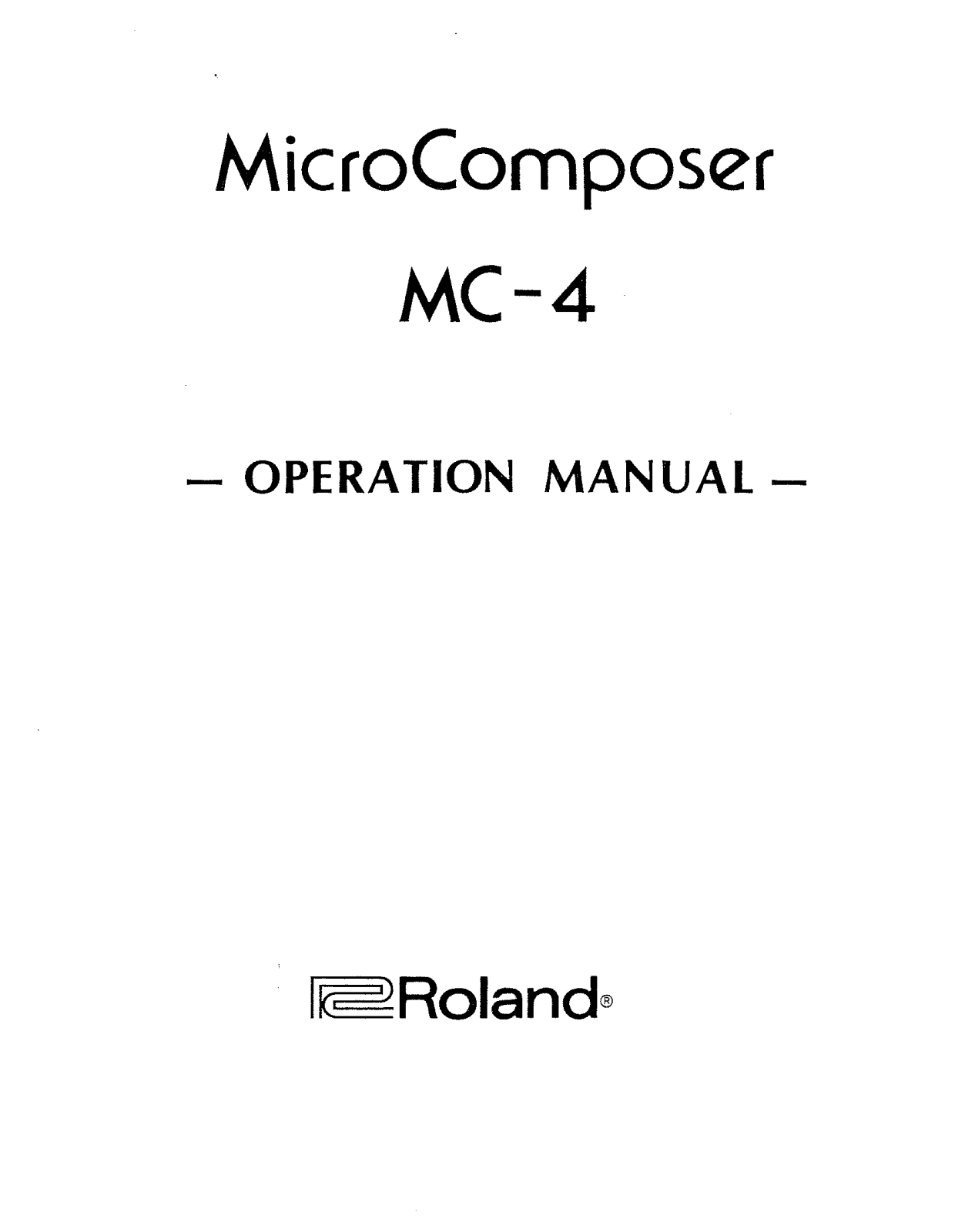 Roland MC-4 User Manual