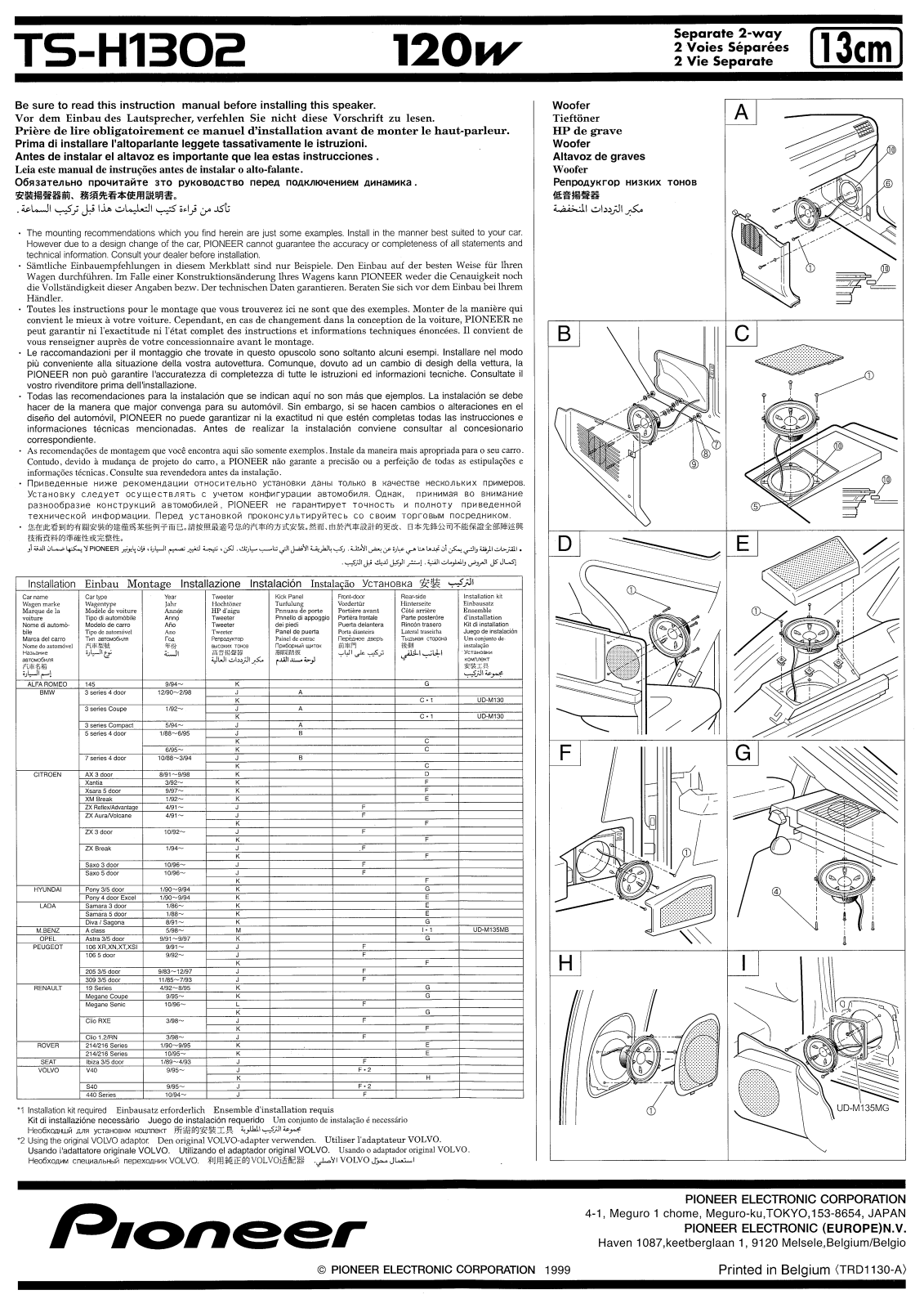 Pioneer TS-H1302 User Manual