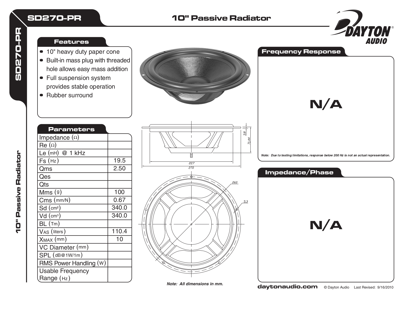 Dayton SD270-PR User Manual