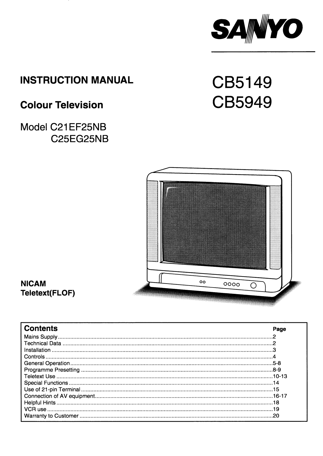 Sanyo CB5149, CB5949 Instruction Manual