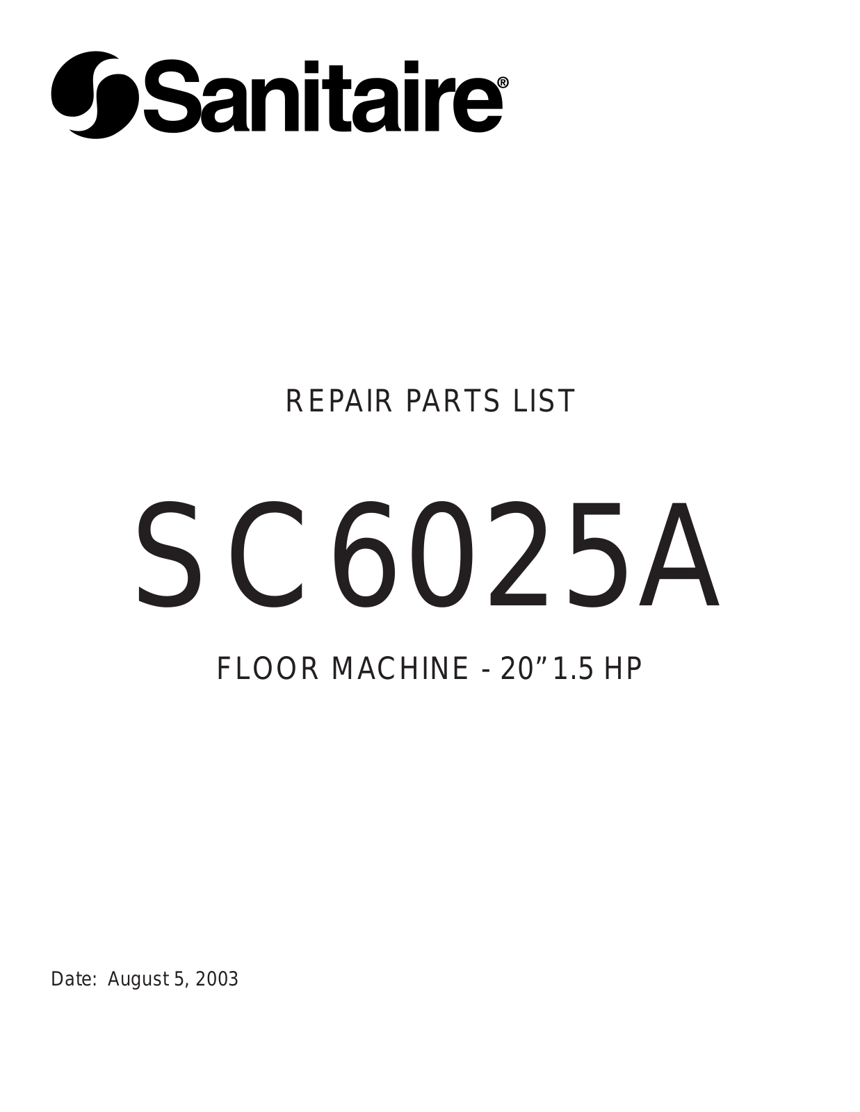 Sanitaire SC6025A User Manual