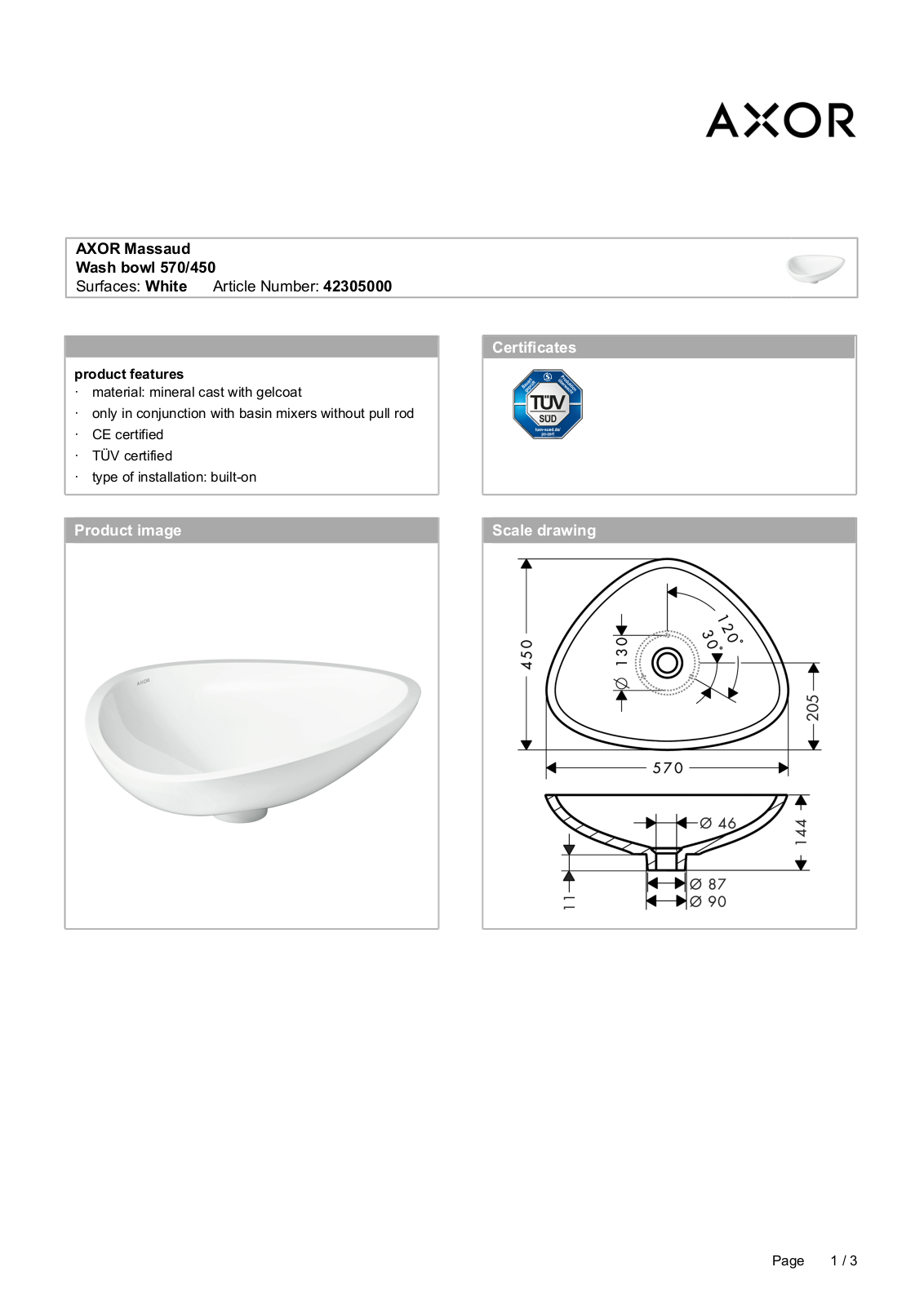 Axor HAN3296 Specifications - ManualMachine.com