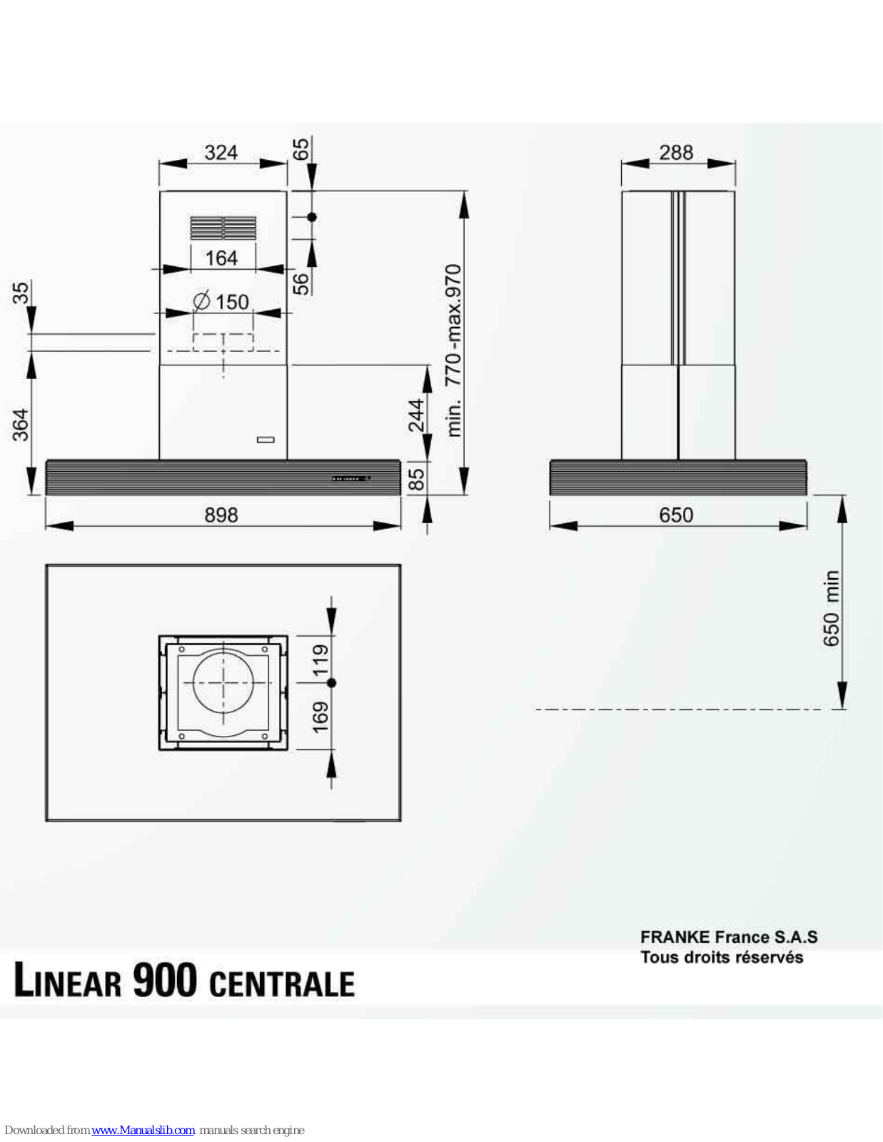 ROBLIN LINEAR 900 CENTRALE Dimensions - ManualMachine.com